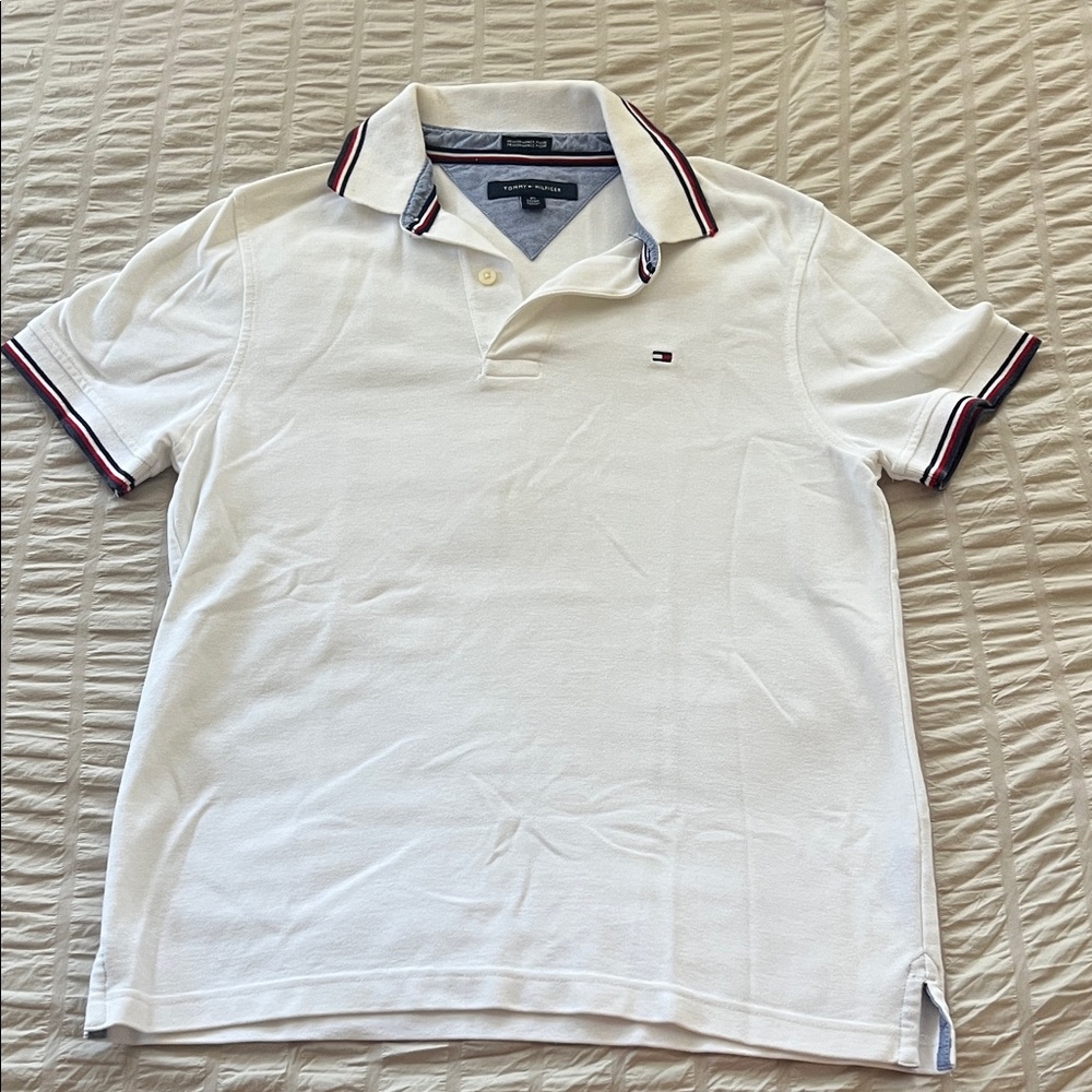 Tommy Hilfiger White Polo with Red & Navy Trim